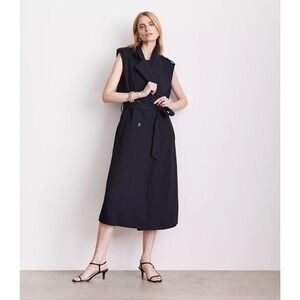 Loft Versa Black Crepe Drape Sleeveless Trench Coat Vest NWT  SZ S